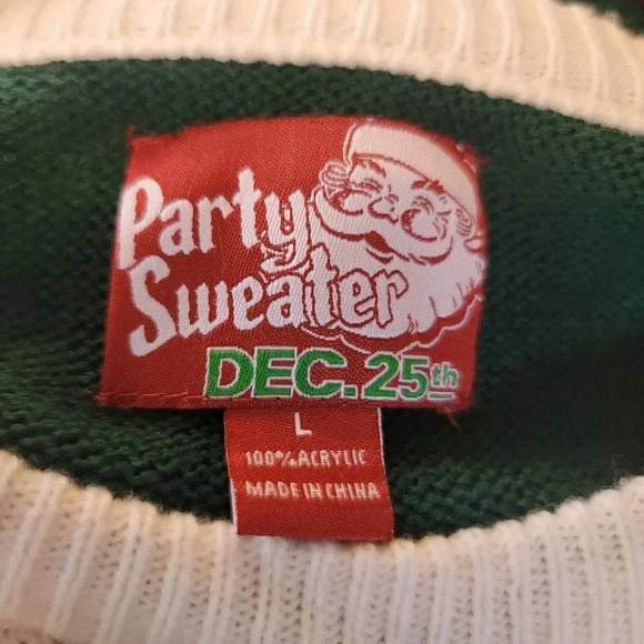 Party Ugly Sweater L Holiday Sweatshirt Red Green Cardinal Birds Unisex - Picture 14 of 15